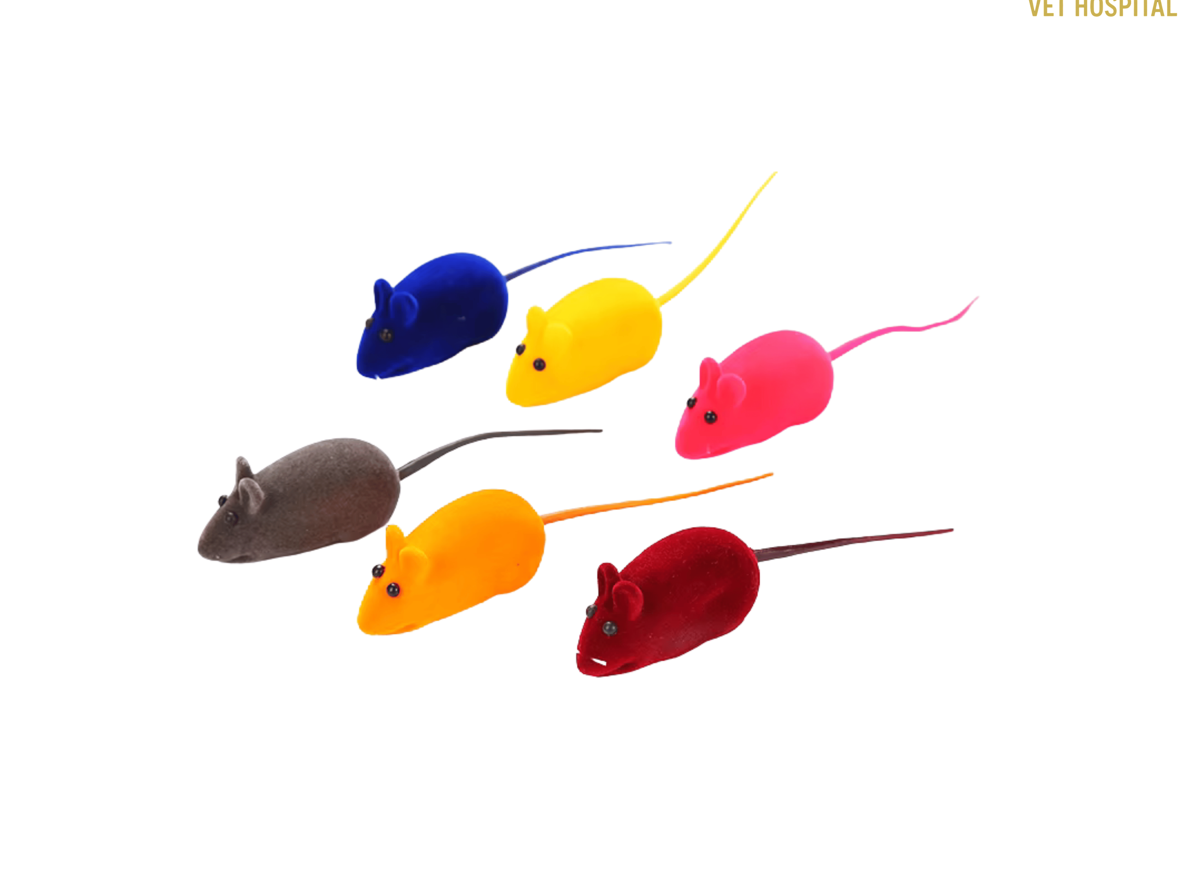 Squeaky Toy Rubber Mouse For Cats (Assorted Colours)