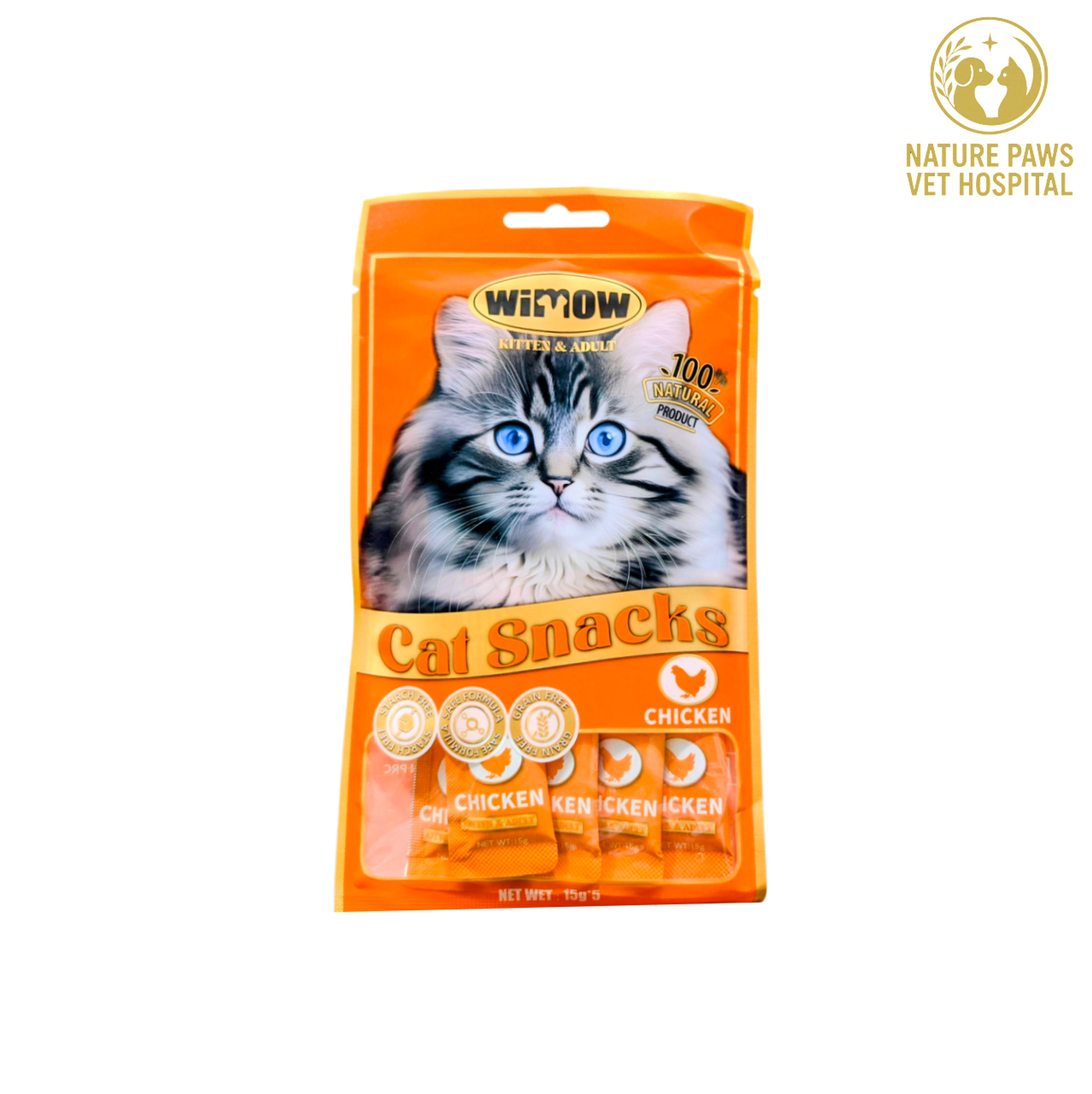 Wimow Cat Snacks Chicken Flavour - 75g Pouch - Image 1