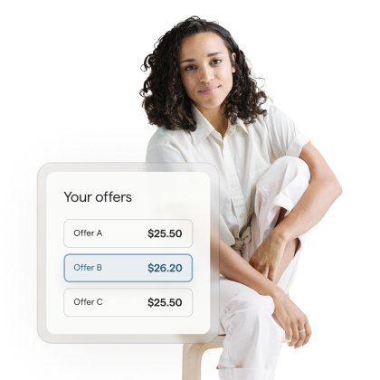Woman comparing multiple secondary offers