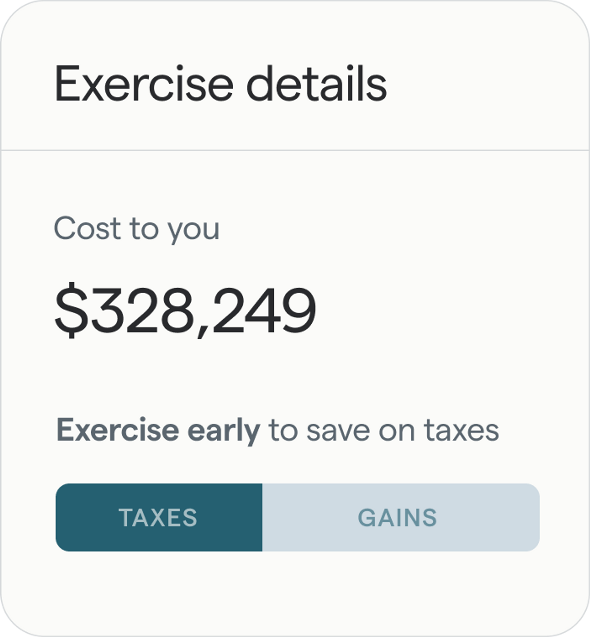 image showing how much it might cost to exercise your options