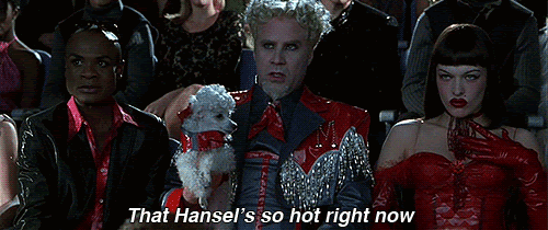 Will Ferrell in Zoolander saying Hanse'ls so hot right now gif