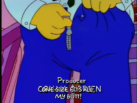 Homer simpson trying on pants