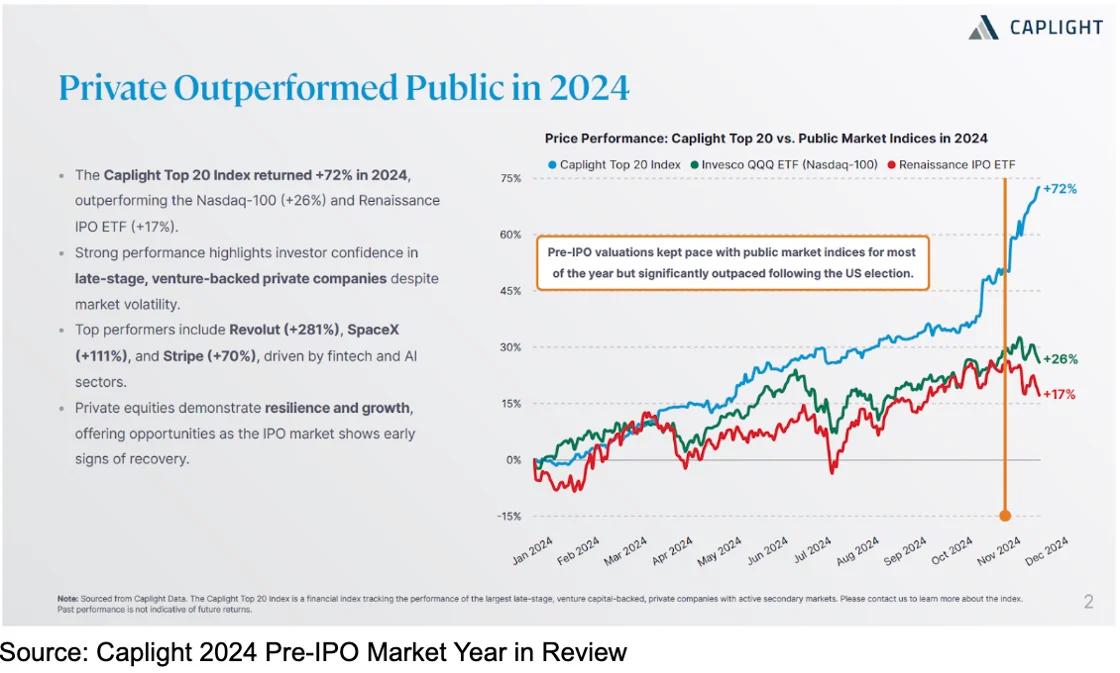 Private Outperformed Public in 2024 chart