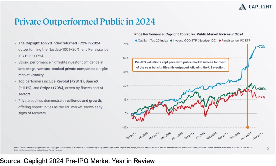 Private Outperformed Public in 2024 chart