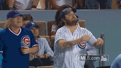Cubs fan missing a foul ball