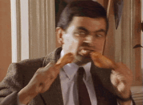 mr. bean eating chicken wings