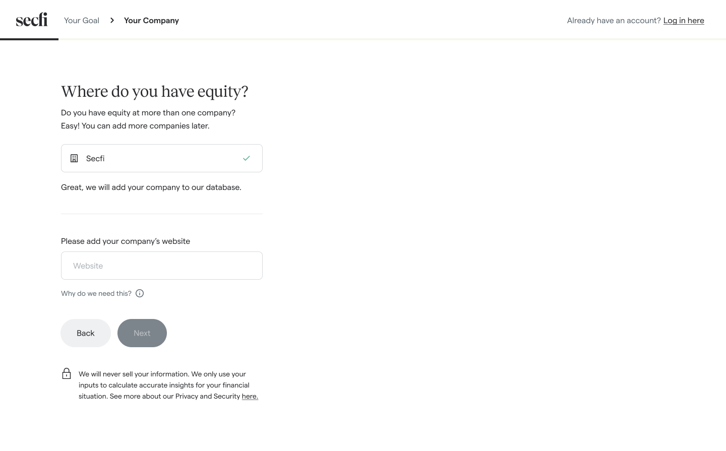 Graphic of Stock Option Tax Calculator sign-up