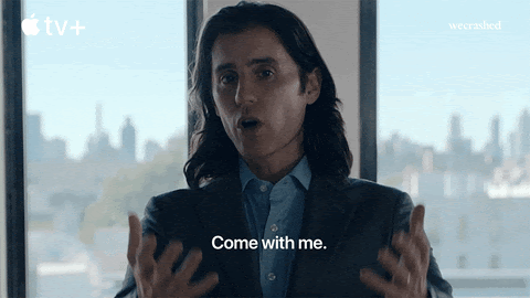 Jared Leto in Wecrashed saying come with me gif