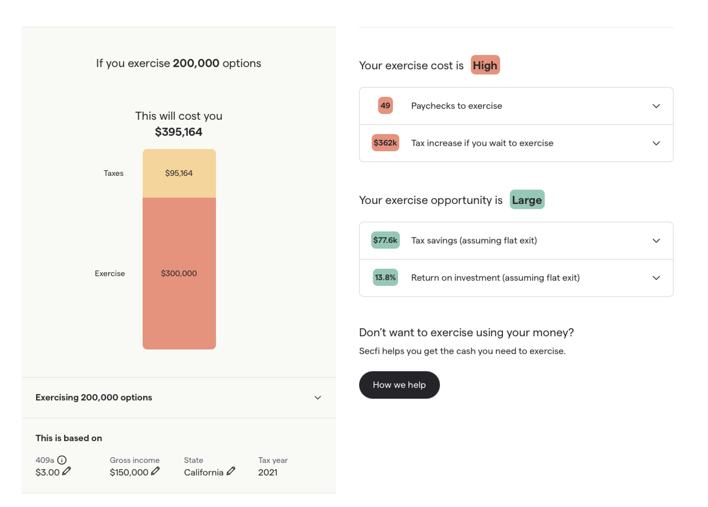 Stock option tax calculator graphic