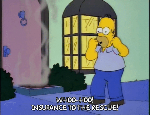 Homer Simpson being happy about home insurance