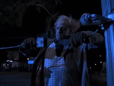Doc Brown getting electrocuted in Back to the Future