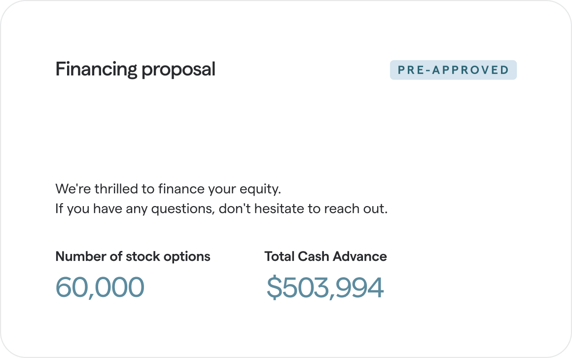 Gusto financing of $352,548 for 60,000 options