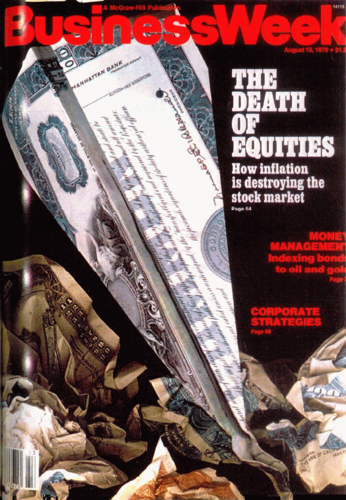Cover of Business Week from 1979 that calls for the death of equities