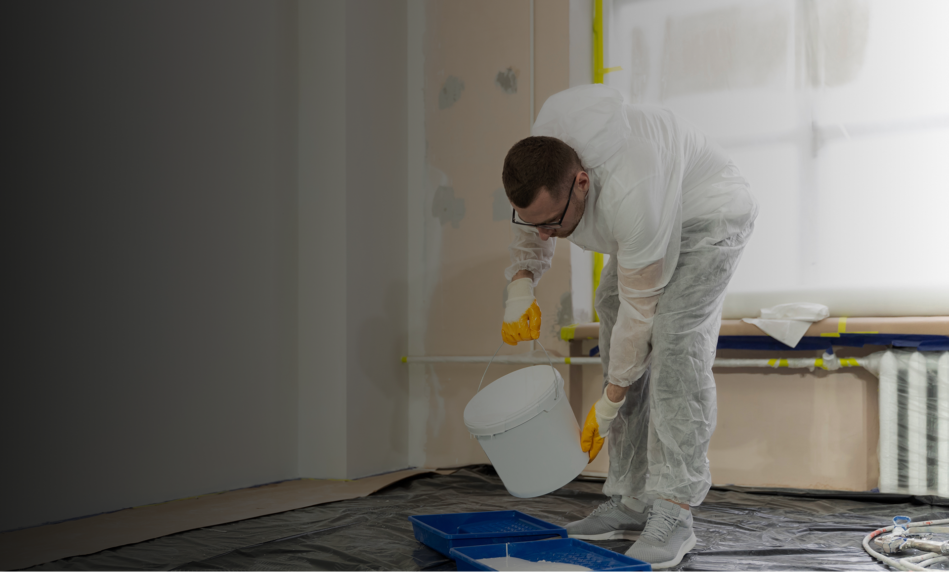 Exterior house being painted