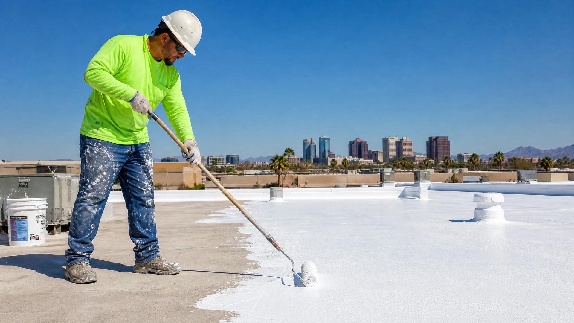 Flat roof coating application
