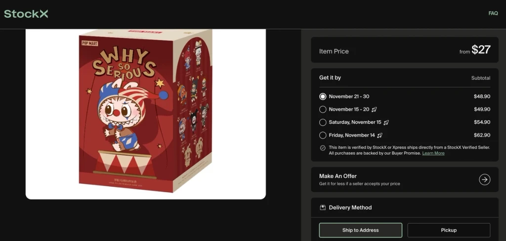 Price from StockX for WHY SO SERIOUS