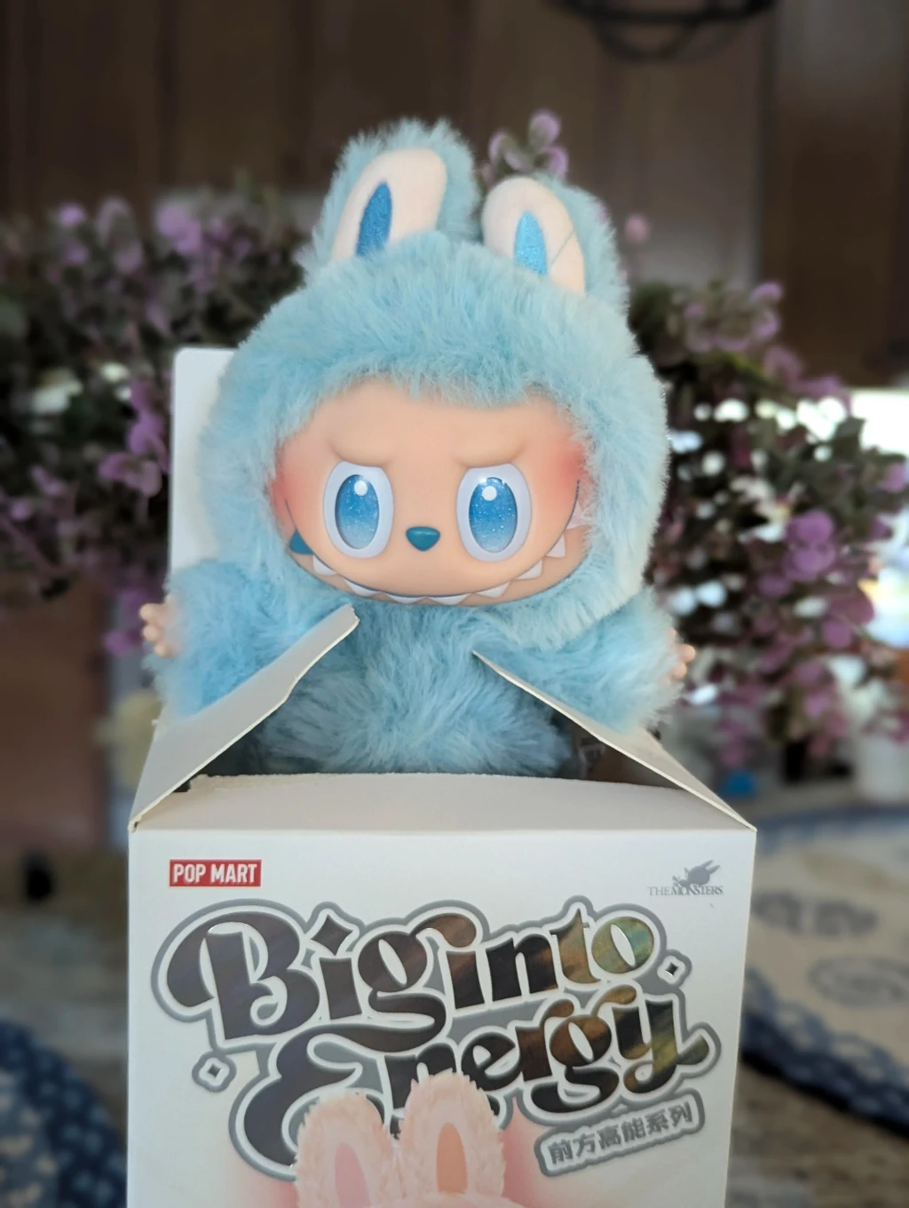 "Very happy with my first Labubu. She only took 10 days to get here from China which is not bad at all. The package arrived in great condition and Hope was waiting inside. She reminds me of a cloud with her blue and white fur."