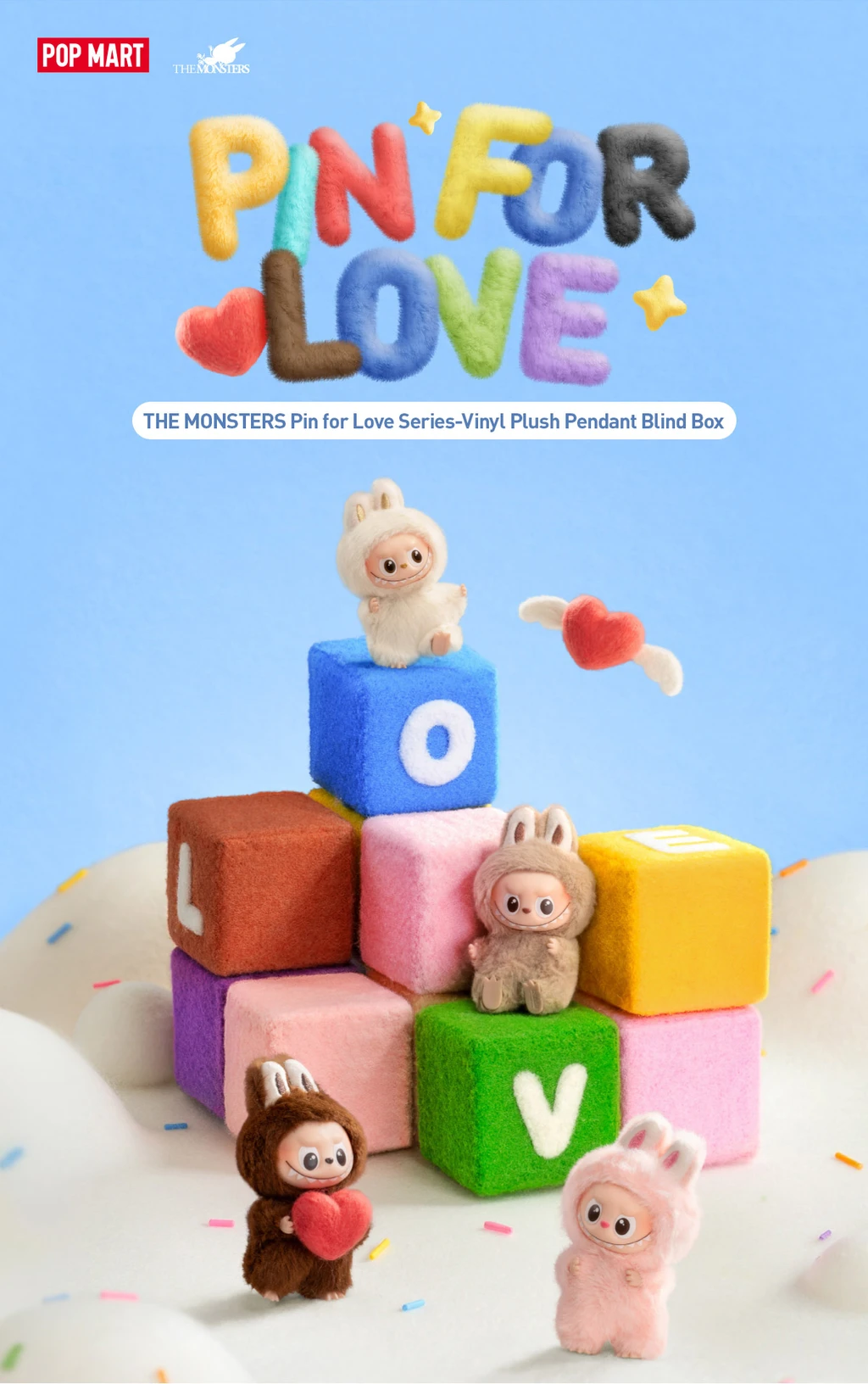 THE MONSTERS Pin for Love Series-Vinyl Plush Pendant Blind Box (A-M)