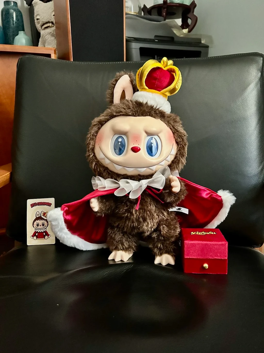 "Checkmate is my first ever medium size Labubu purchase. It arrived well within the specified time and safely. I love how soft the fur is and the brown color fur. It’s just like a Zimomo but without a tail. It looks more regal standing than seated."