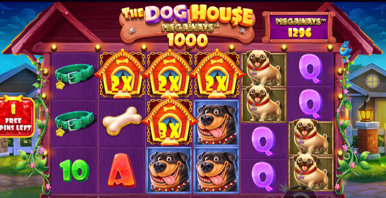 In the free spins of The Dog House Megaways 1000, 4 Sticky Wild symbols have locked on the reels and they have multipliers of 2x and 3x.