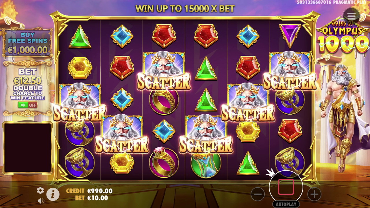 Six SCATTER symbols in Gates of Olympus 1000.