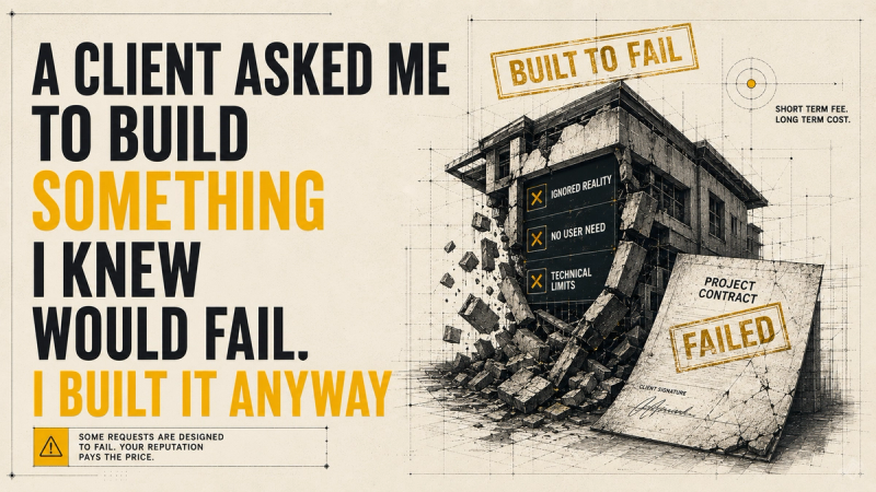 A client asked me to build something I knew would fail. I built it anyway