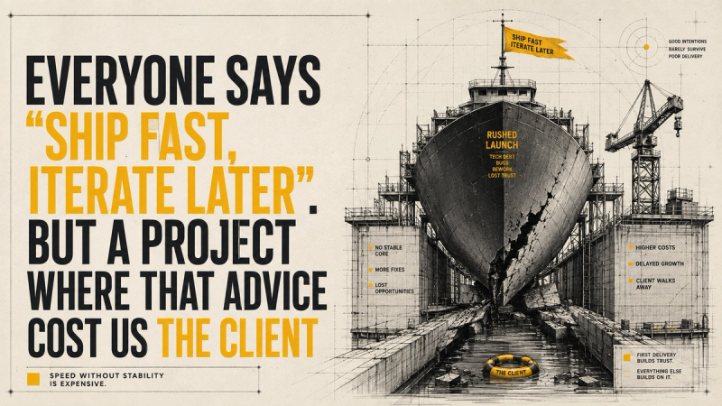 Everyone says "ship fast, iterate later". But a project where that advice cost us the client