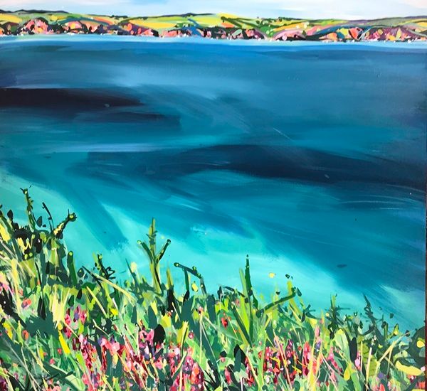 Colourful coastal artwork by Pippa Cunningham