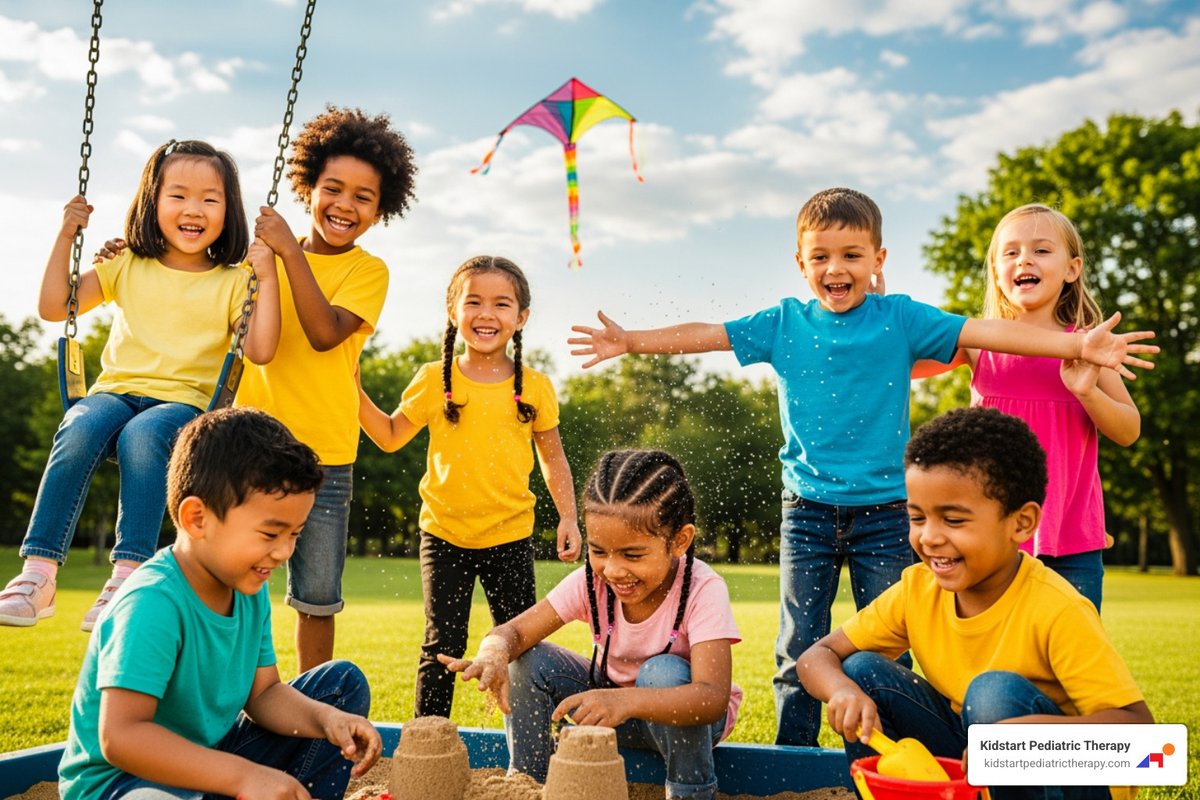 diverse group of young children playing together - Childhood stuttering treatment