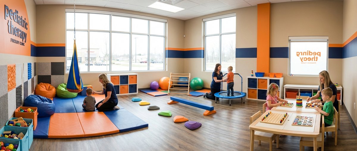 Bright modern pediatric therapy clinic interior with sensory therapy zones — KidStart Pediatric Therapy Burnaby Vancouver