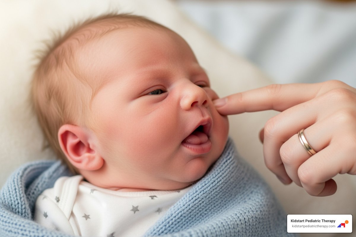 baby showing rooting reflex - 0 3 months fine motor skills