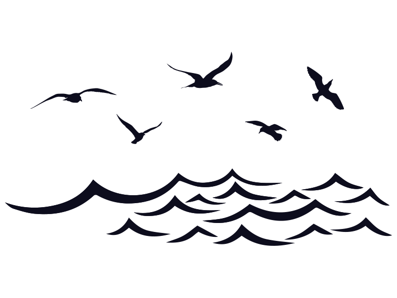 Sticker Paysage Mer Mouettes - Magic Stickers