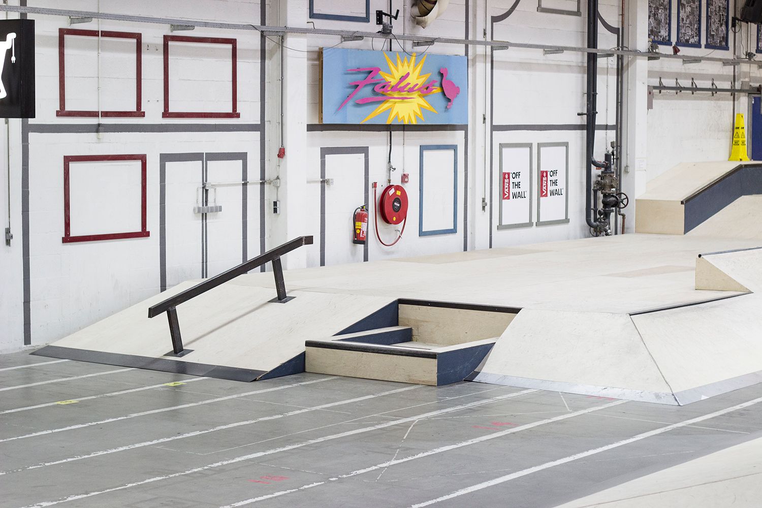 Het verbouwde park met ramps en rails