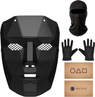 Geometrische schwarze Maske und Handschuhe