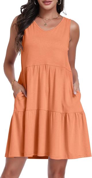 Orangefarbenes Trägerkleid