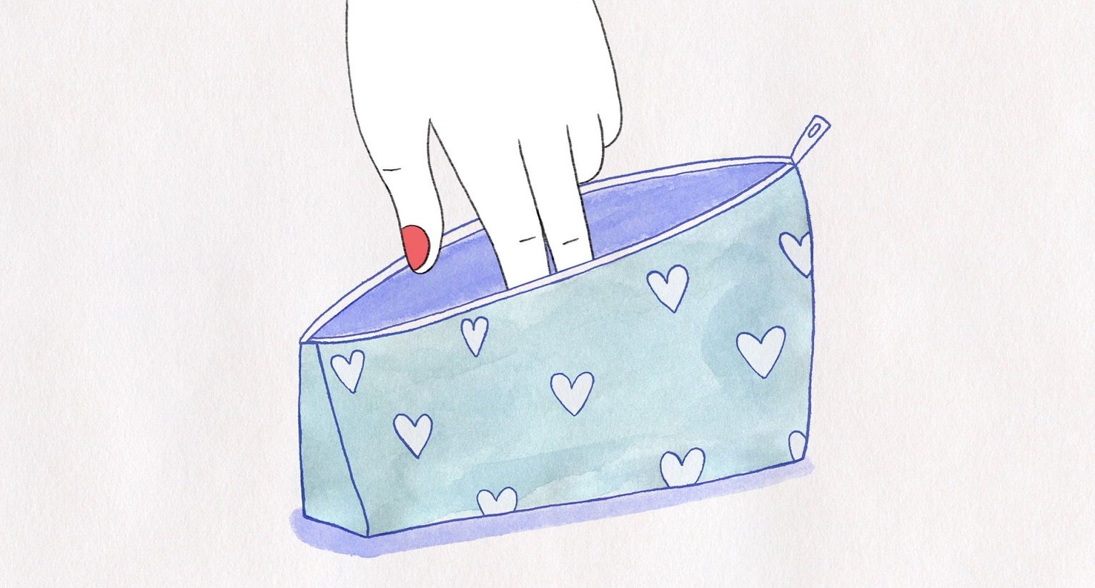 an illustration of a hand disappearing into a pencil case
