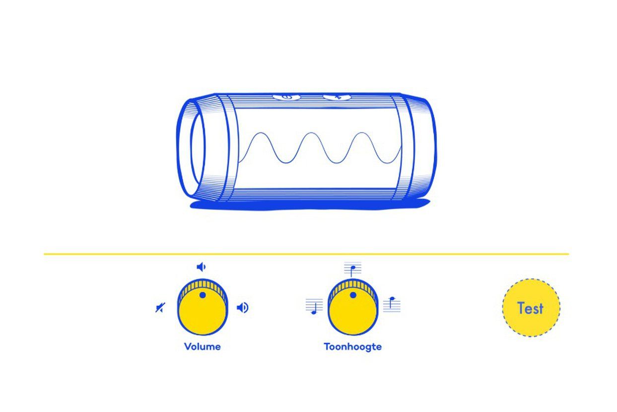 Een speaker met 2 draaiknoppen.