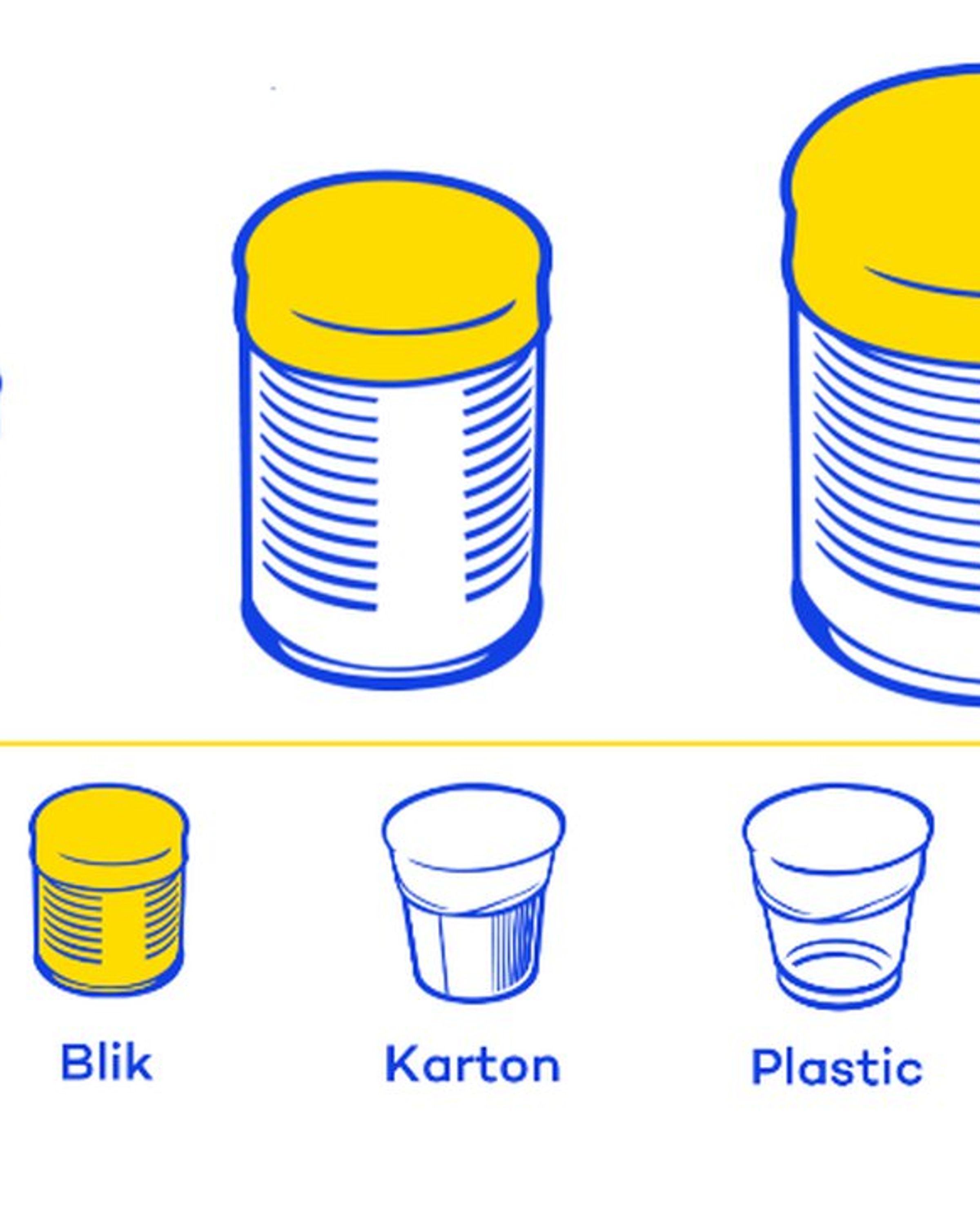 een blik, een kartonnen beker en een plastic beker