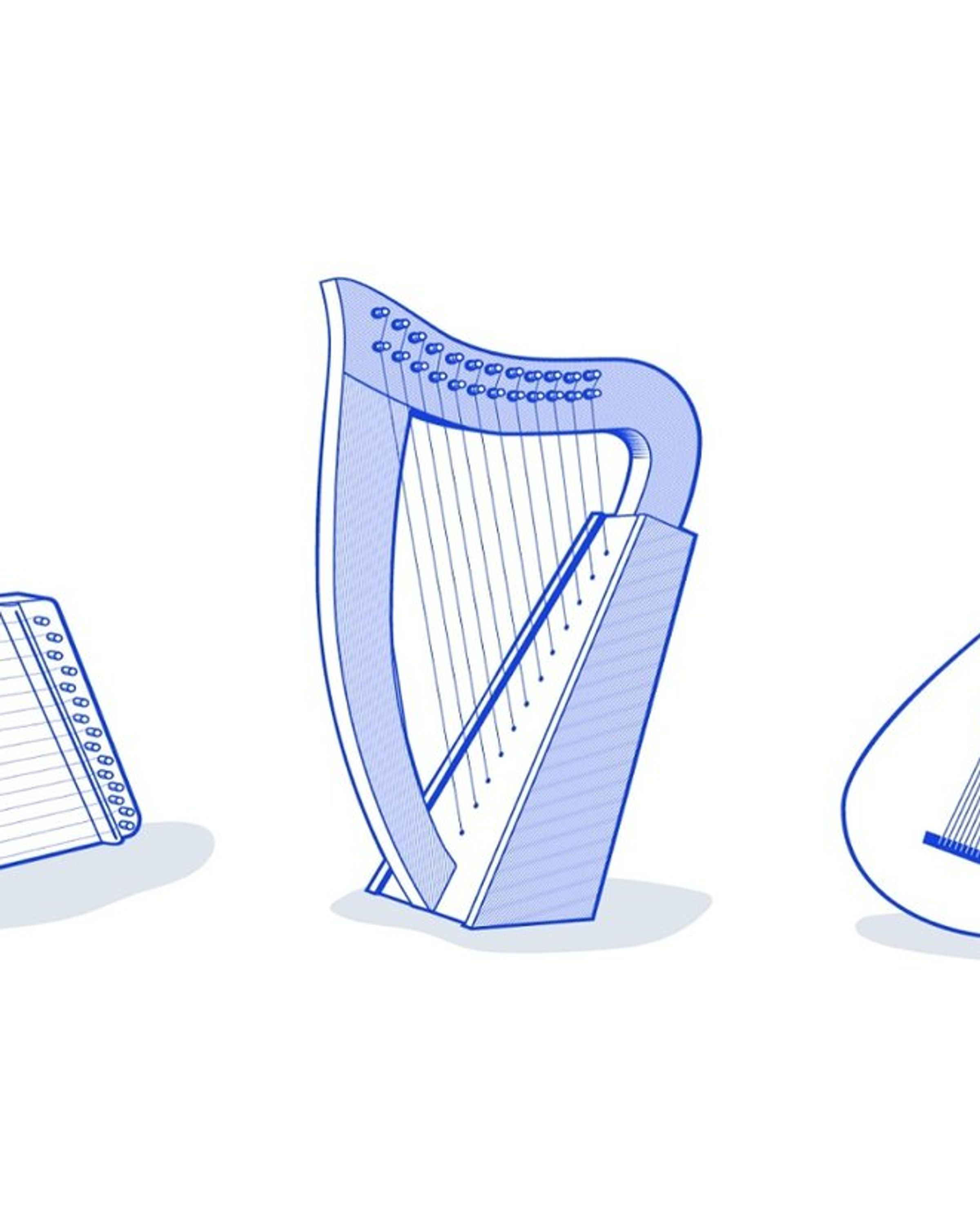 Illustratie van verschillende snaarinstrumenten