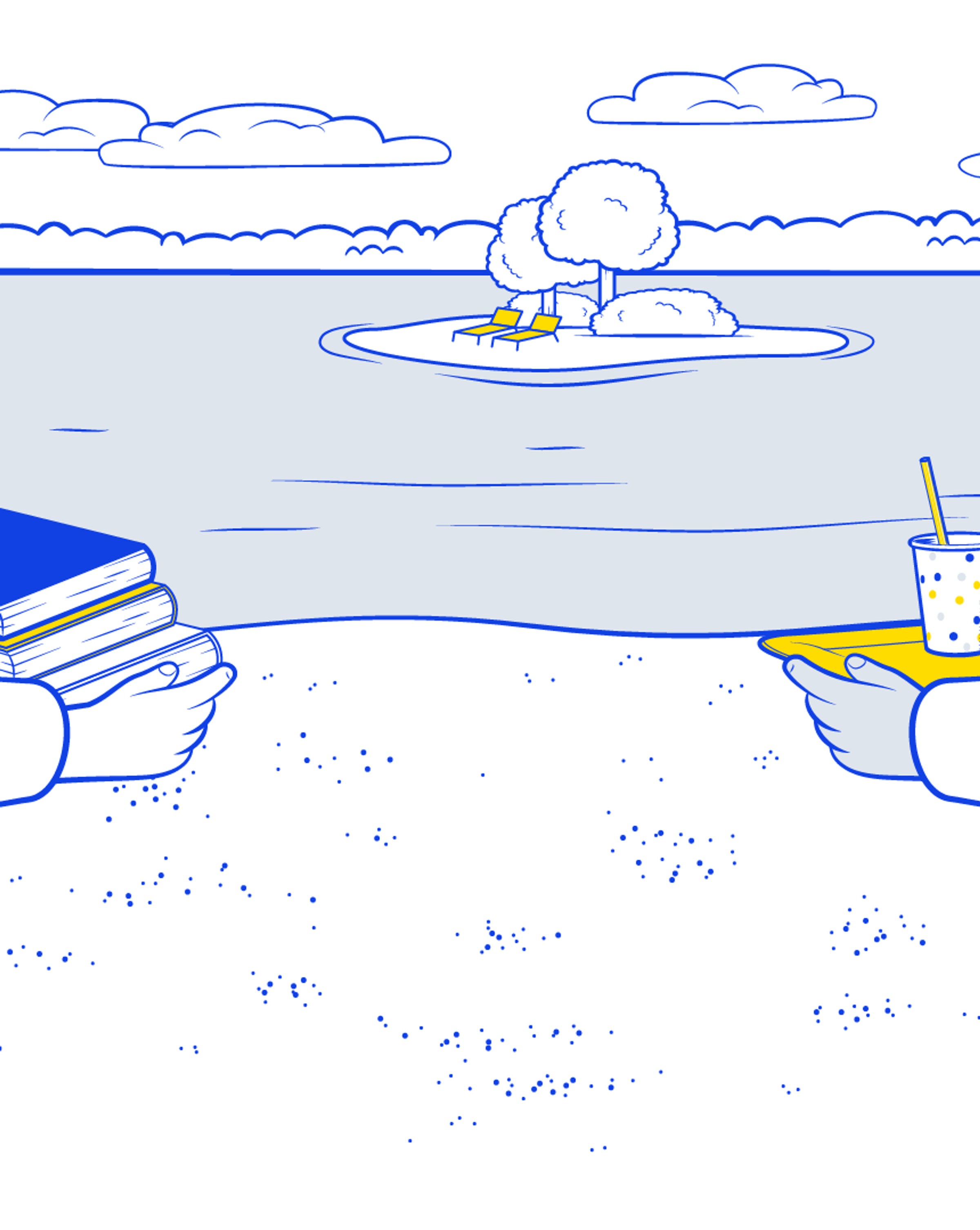 Het uitzicht vanaf het strand op een eiland.