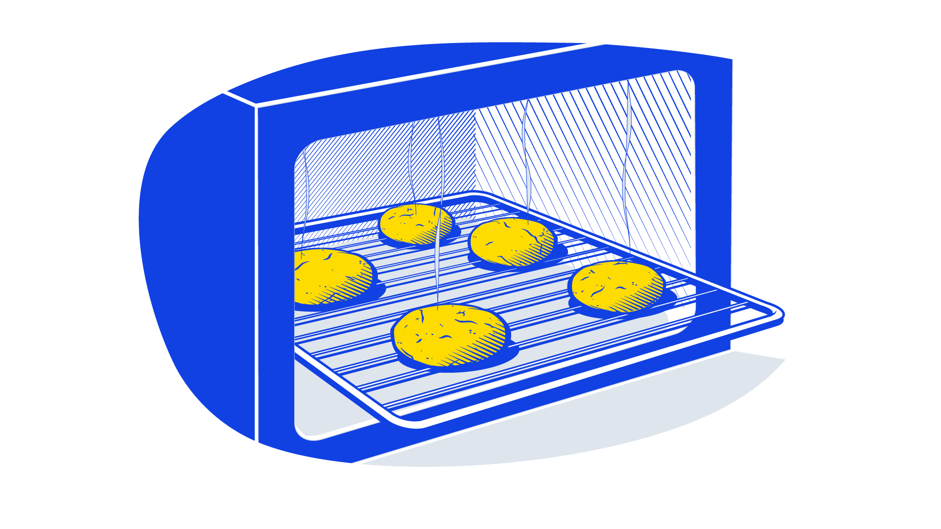 Een oven met warme koekjes.
