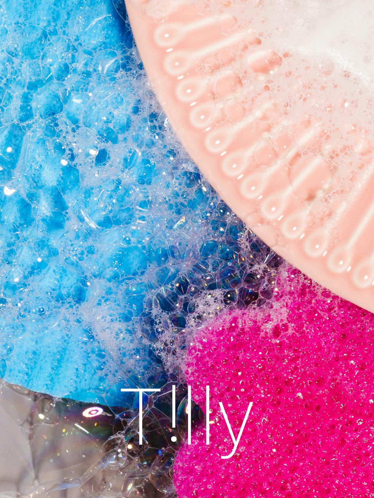 Bright pink and blue textured surfaces photographed close up.