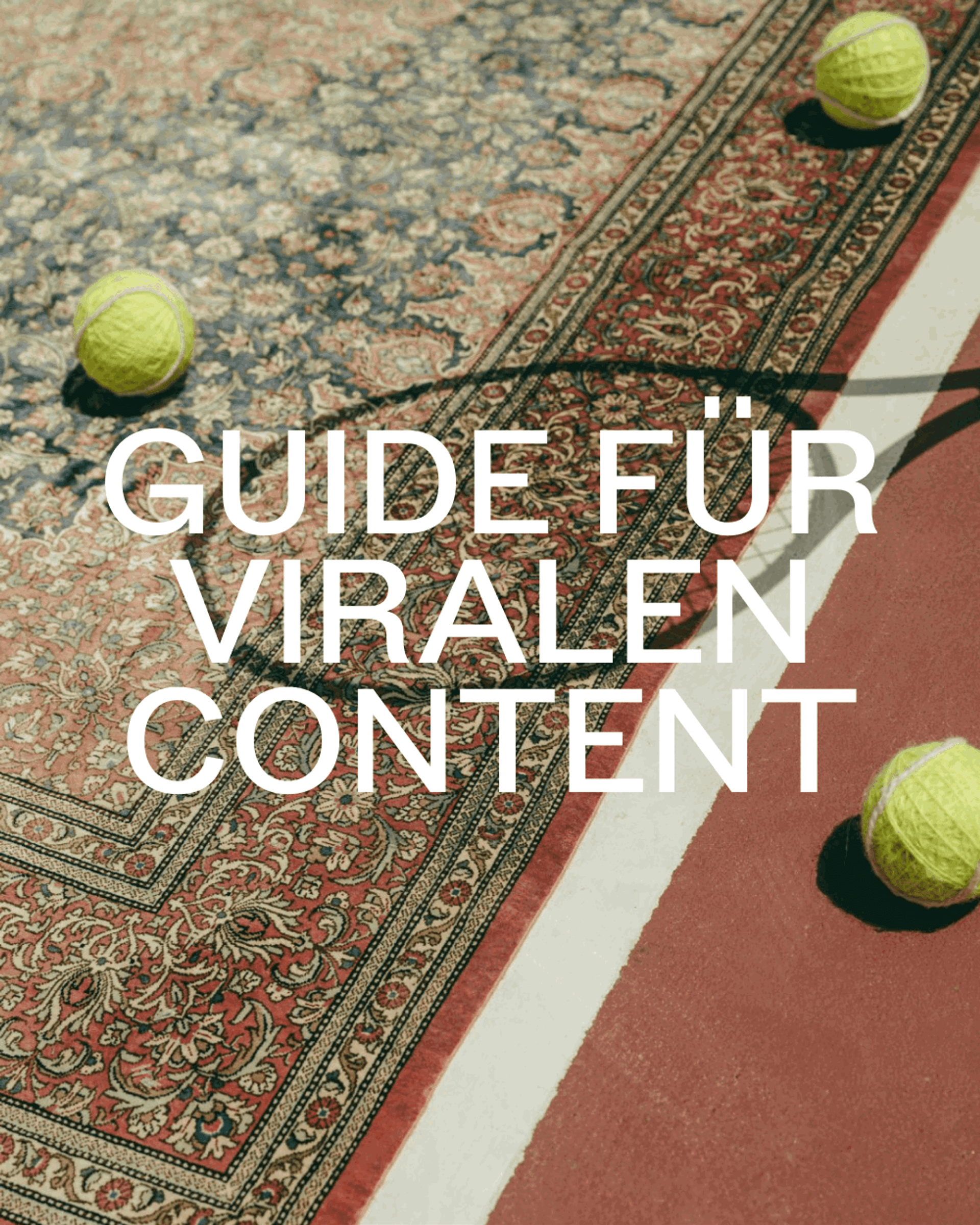 Ein animierter Stapel Fotos mit dem Titel: „Guide für viralen Content“.