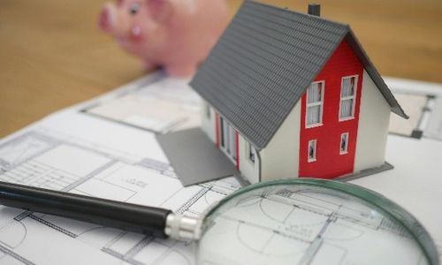 o casa si un plan RLV cu o lupa si o pusculita
