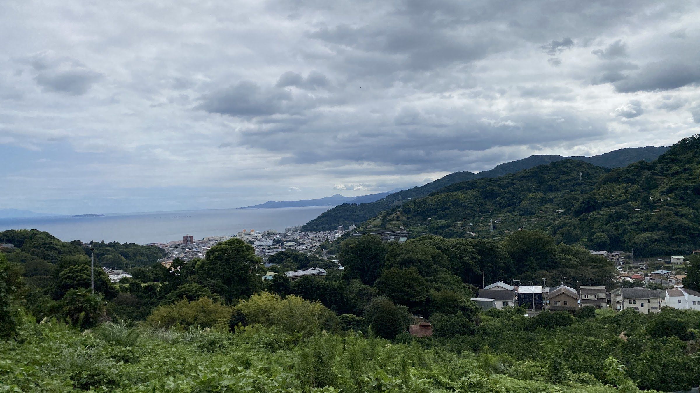 Yugawara's hills descending through the town toward the sea