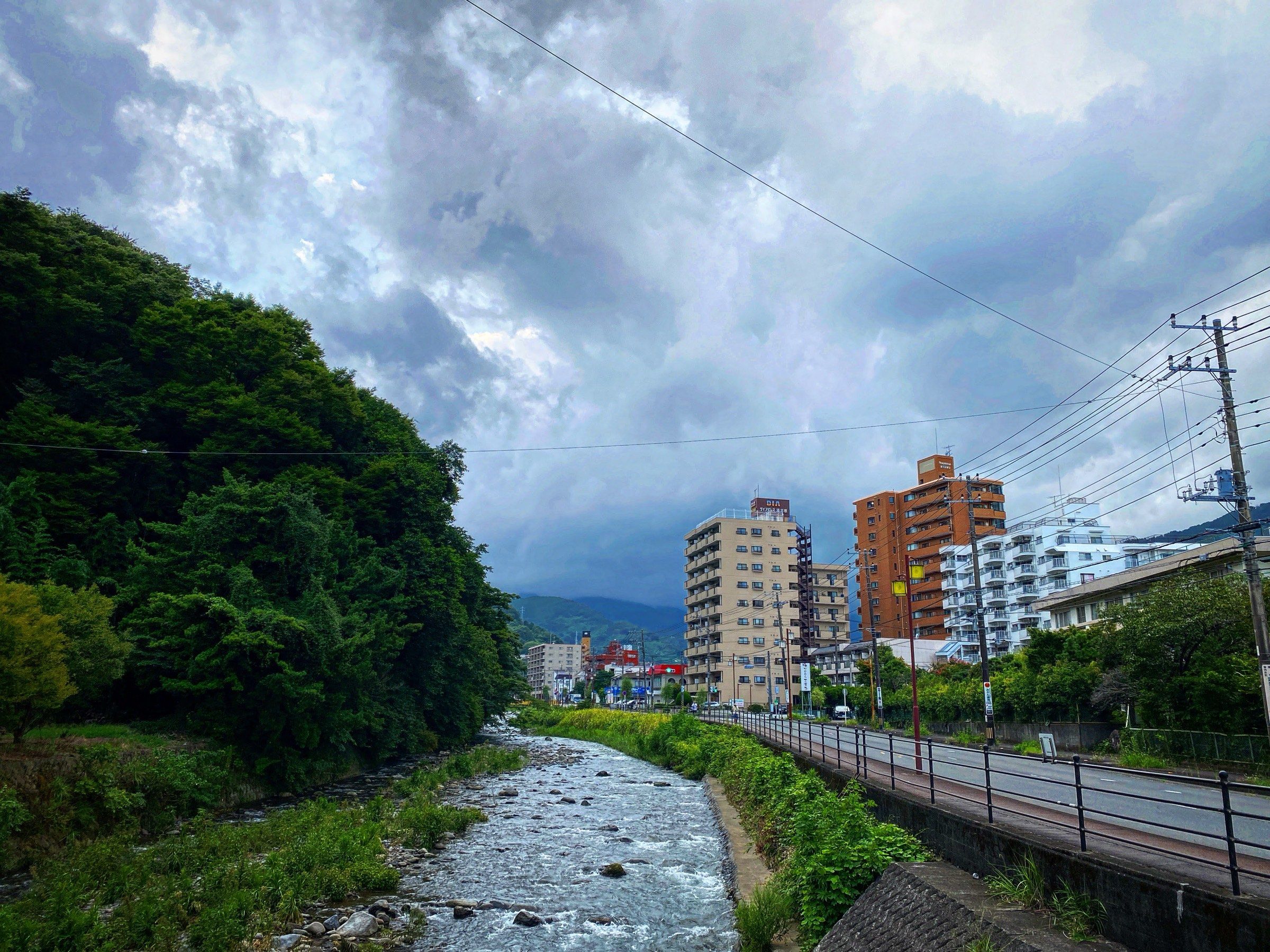 The Chitose River running through Yugawara toward the mountains