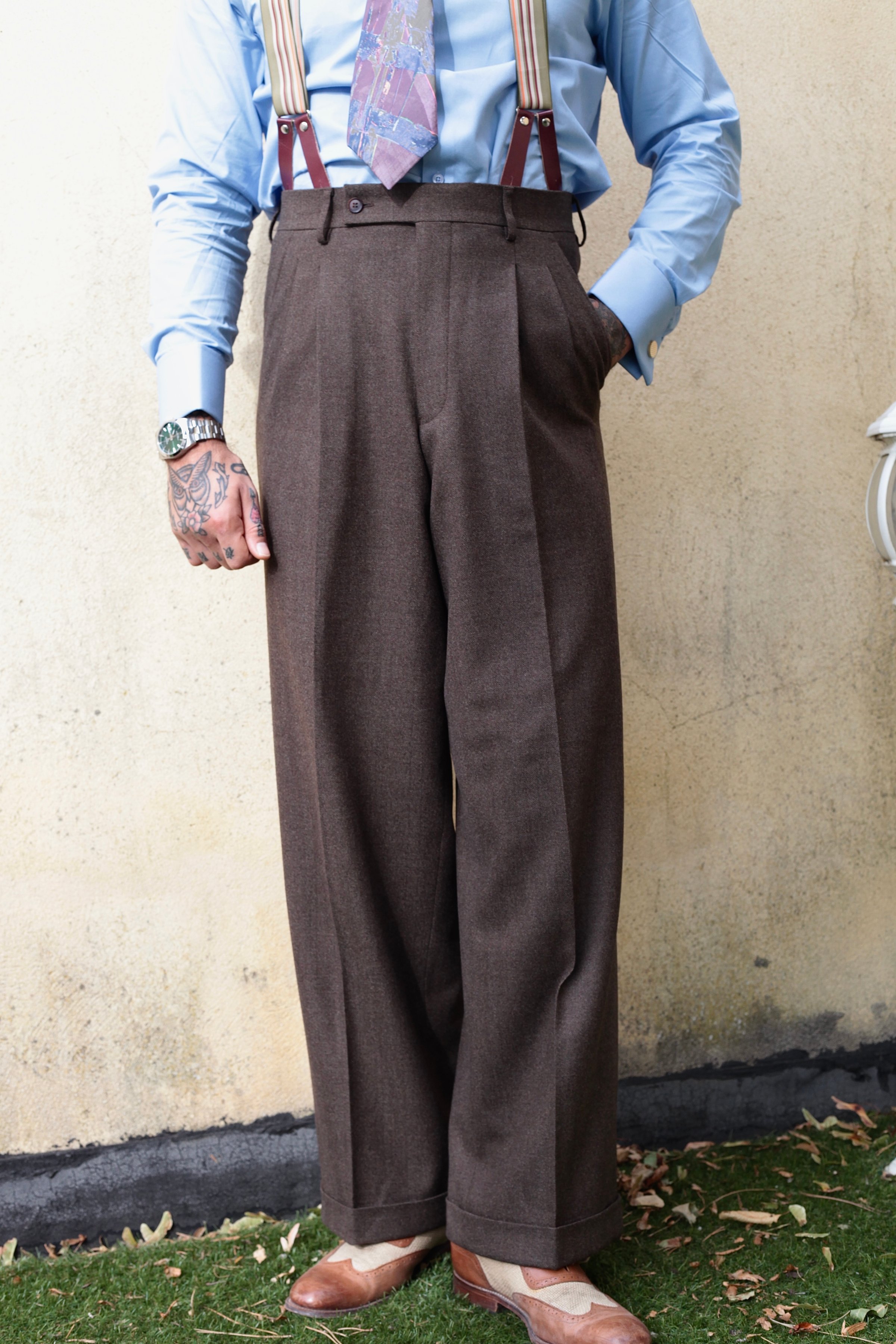 PANTALON VICTOR LAINE CHAUDE MARRON
