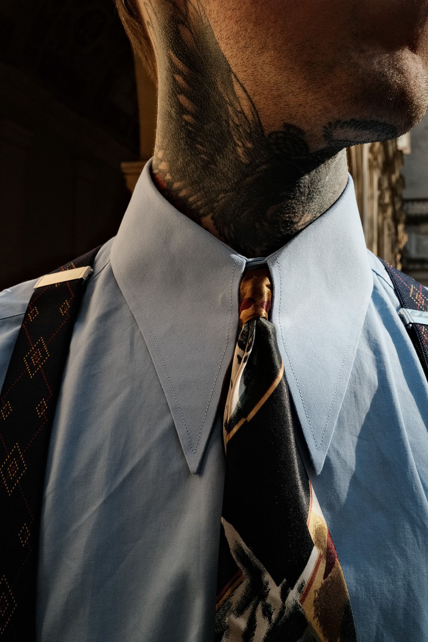 Chemise Col Spear Point Bleu