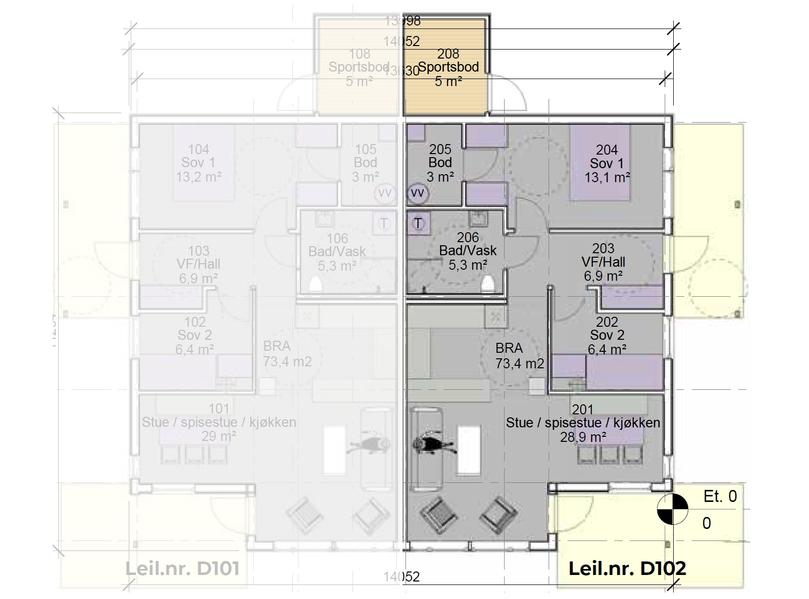 Plantegning - leilighet D102
