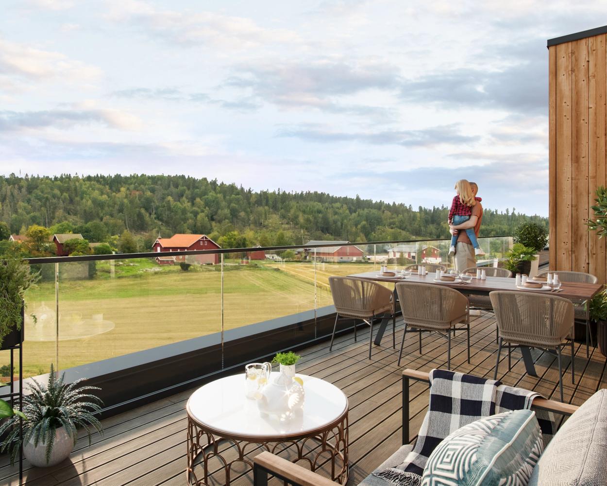 3D-bilde fra terrasse med utsikt